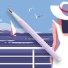 image:imageLEUCHTTURM1917  Drehgriffel Writing Pen Sage  Ballpoint Pen with Royal Blue Ink IncludedLilac