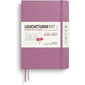 image:imageLEUCHTTURM1917  Academic Week Planner Medium Hardcover A5 18month July 2026  December 2027 English Dusty RoseDusty Rose