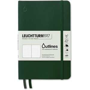 image:imageLEUCHTTURM1917  Outlines Weatherproof Edition Paperback B6 Notebook  89 Pages Navy Blue DottedWalden Green