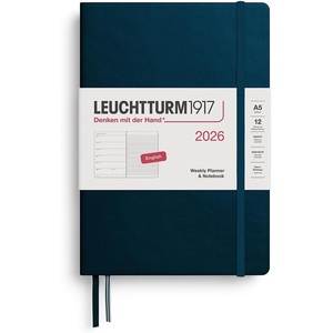 image:imageLEUCHTTURM1917  Weekly Planner amp Notebook 2026 Hardcover Medium A5 Ruled Lemon Jan 1  Dec 31 2026Deep Sea