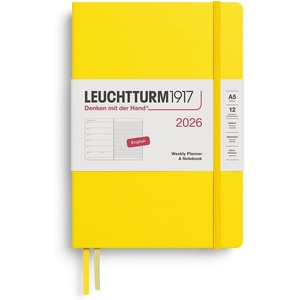 image:imageLEUCHTTURM1917  Weekly Planner amp Notebook 2026 Hardcover Medium A5 Ruled Lemon Jan 1  Dec 31 2026Lemon