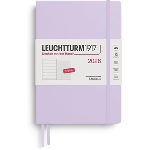image:imageLEUCHTTURM1917  Weekly Planner amp Notebook 2026 Hardcover Medium A5 Ruled Lemon Jan 1  Dec 31 2026Lilac