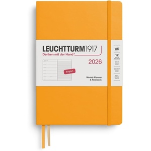 image:imageLEUCHTTURM1917  Weekly Planner amp Notebook 2026 Hardcover Medium A5 Ruled Lemon Jan 1  Dec 31 2026Rising Sun