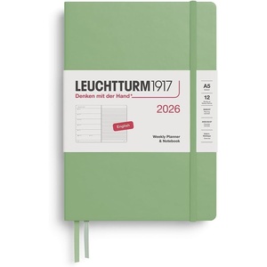 image:imageLEUCHTTURM1917  Weekly Planner amp Notebook 2026 Hardcover Medium A5 Ruled Lemon Jan 1  Dec 31 2026Sage