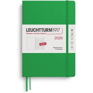 image:imageLEUCHTTURM1917  Weekly Planner amp Notebook 2026 Hardcover Medium A5 Ruled Lemon Jan 1  Dec 31 2026Spring Leaf