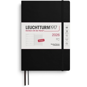 image:imageLEUCHTTURM1917  Weekly Planner amp Notebook 2026 Softcover Medium A5 Ruled Rising Sun Jan 1  Dec 31 2026Black