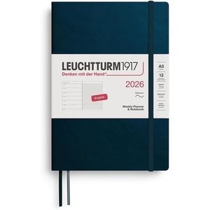 image:imageLEUCHTTURM1917  Weekly Planner amp Notebook 2026 Softcover Medium A5 Ruled Rising Sun Jan 1  Dec 31 2026Deep Sea