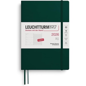 image:imageLEUCHTTURM1917  Weekly Planner amp Notebook 2026 Softcover Medium A5 Ruled Rising Sun Jan 1  Dec 31 2026Forest Green