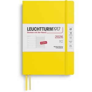 image:imageLEUCHTTURM1917  Weekly Planner amp Notebook 2026 Softcover Medium A5 Ruled Rising Sun Jan 1  Dec 31 2026Lemon