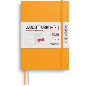 image:imageLEUCHTTURM1917  Weekly Planner amp Notebook 2026 Softcover Medium A5 Ruled Rising Sun Jan 1  Dec 31 2026Rising Sun