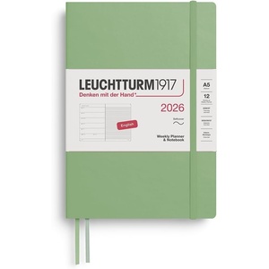 image:imageLEUCHTTURM1917  Weekly Planner amp Notebook 2026 Softcover Medium A5 Ruled Rising Sun Jan 1  Dec 31 2026Sage