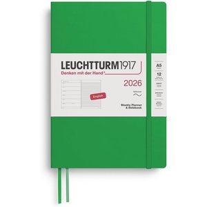 image:imageLEUCHTTURM1917  Weekly Planner amp Notebook 2026 Softcover Medium A5 Ruled Rising Sun Jan 1  Dec 31 2026Spring Leaf