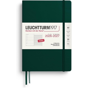 image:imageLEUCHTTURM1917  Weekly Planner and Notebook Hardcover Medium A5 18month July 2026  December 2027 English Dusty RoseForest Green