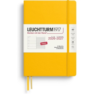 image:imageLEUCHTTURM1917  Weekly Planner and Notebook Hardcover Medium A5 18month July 2026  December 2027 English Dusty RoseSunflower