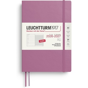 image:imageLEUCHTTURM1917  Weekly Planner and Notebook Softcover Medium A5 18month July 2026  December 2027 English Forest GreenDusty Rose