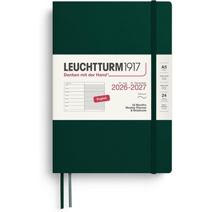 image:imageLEUCHTTURM1917  Weekly Planner and Notebook Softcover Medium A5 18month July 2026  December 2027 English Forest GreenForest Green