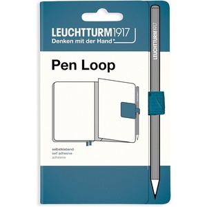 image:imageLEUCHTTURM1917 Self Adhesive Pen Loop Elastic Pen Holder Luminous Edition Luminous OrangeStone Blue