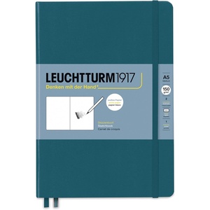 image:imageLeuchtturm1917  Medium A5 Hardcover Sketchbook Black  112 Pages of 150gm PaperPacific Green