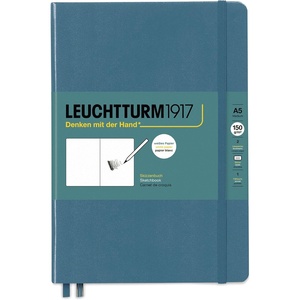 image:imageLeuchtturm1917  Medium A5 Hardcover Sketchbook Black  112 Pages of 150gm PaperStone Blue