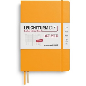 image:imageLEUCHTTURM1917  Academic Week Planner Hardcover Medium A5 18month Jul 2025  Dec 2026 English Rising SunRising Sun