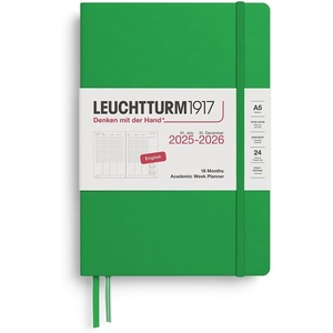 image:imageLEUCHTTURM1917  Academic Week Planner Hardcover Medium A5 18month Jul 2025  Dec 2026 English Rising SunSpring Leaf