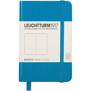 image:imageLEUCHTTURM1917  Mini A7 Plain Hardcover Notebook Navy  171 Numbered PagesAzure