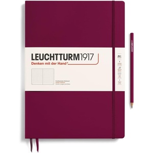 image:imageLEUCHTTURM1917  Notebook Hardcover Master Slim A4  123 Numbered Pages for Writing and Journaling Rising Sun SquaredPort Red