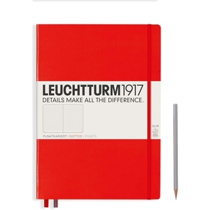 image:imageLEUCHTTURM1917  Notebook Hardcover Master Slim A4  123 Numbered Pages for Writing and Journaling Rising Sun SquaredRed