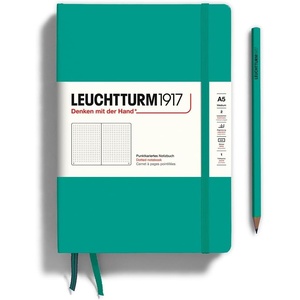 image:imageLEUCHTTURM1917  Notebook Hardcover Medium A5251 Numbered Pages for Writing and Journaling Stone Blue RuledEmerald
