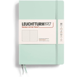 image:imageLEUCHTTURM1917  Notebook Hardcover Medium A5251 Numbered Pages for Writing and Journaling Stone Blue RuledMint Green