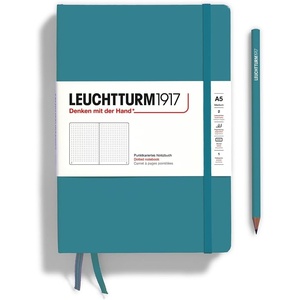 image:imageLEUCHTTURM1917  Notebook Hardcover Medium A5251 Numbered Pages for Writing and Journaling Stone Blue RuledOcean