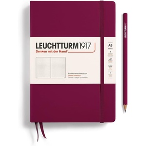 image:imageLEUCHTTURM1917  Notebook Hardcover Medium A5251 Numbered Pages for Writing and Journaling Stone Blue RuledPort Red