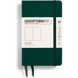 image:imageLEUCHTTURM1917  Notebook Hardcover Pocket A6187 Numbered Pages for Writing and Journaling Stone Blue SquaredForest Green