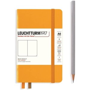 image:imageLEUCHTTURM1917  Notebook Hardcover Pocket A6187 Numbered Pages for Writing and Journaling Stone Blue SquaredRising Sun