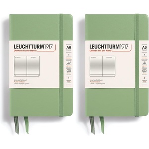 image:imageLEUCHTTURM1917  Notebook Hardcover Pocket A6187 Numbered Pages for Writing and Journaling Stone Blue SquaredSalvia