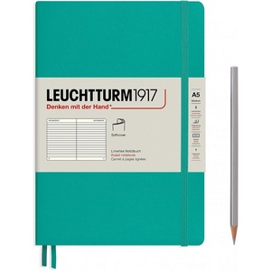 image:imageLEUCHTTURM1917  Notebook Softcover Medium A5123 Numbered Pages for Writing and Journaling Rising Sun PlainEmerald