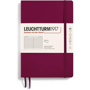 image:imageLEUCHTTURM1917  Notebook Softcover Medium A5123 Numbered Pages for Writing and Journaling Rising Sun PlainPort Red