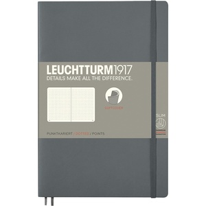 image:imageLEUCHTTURM1917  Notebook Softcover Paperback B6  123 Numbered Pages for Writing and Journaling Ruled Stone BlueAnthracite
