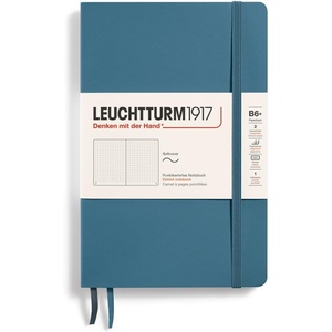 image:imageLEUCHTTURM1917  Notebook Softcover Paperback B6  123 Numbered Pages for Writing and Journaling Ruled Stone BlueStone Blue