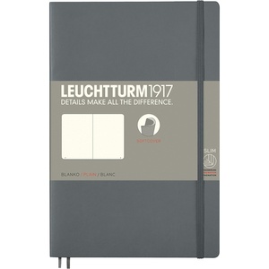 image:imageLEUCHTTURM1917  Notebook Softcover Pocket A6123 Numbered Pages for Writing and Journaling Plain Stone BlueAnthracite