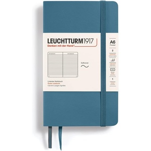 image:imageLEUCHTTURM1917  Notebook Softcover Pocket A6123 Numbered Pages for Writing and Journaling Ruled Stone Blue