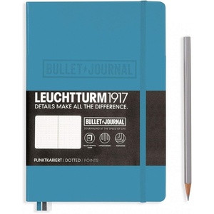 image:imageLEUCHTTURM1917  Official Bullet Journal  Medium A5  Hardcover Dotted Notebook Black  240 Numbered PagesNordic Blue