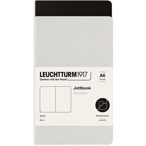 image:imageLEUCHTTURM1917 372399 Jottbook A6 59 Numbered Pages Twin Pack Mint Green  Stone Blue WhiteLight grey  black