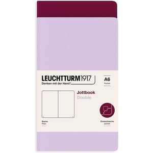 image:imageLEUCHTTURM1917 372399 Jottbook A6 59 Numbered Pages Twin Pack Mint Green  Stone Blue WhiteLilac and Port Red