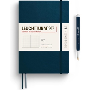 image:imageLEUCHTTURM1917  Notebook Softcover Medium A5123 Numbered Pages for Writing and Journaling  Thinking Ahead Plain Paper Spice BrownDeep Sea